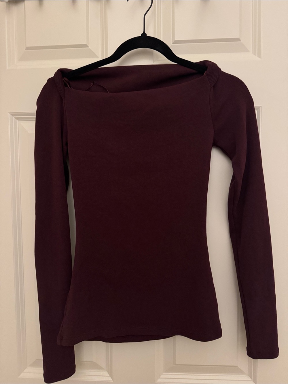 Zara Women’s Long Sleeve Off-Shoulder Top - Deep Burgundy